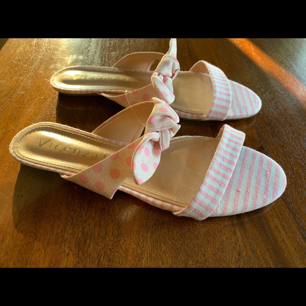 Anthropologie Vicenza Striped Dotted Slide Sandals